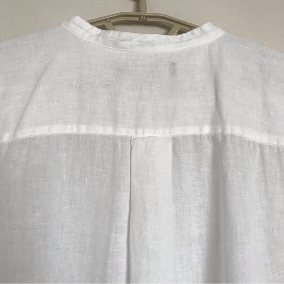 Lauren Ralph Lauren Striped Linen Tunic Top Size 2X White Band Collar Relax Fit - Picture 8 of 15